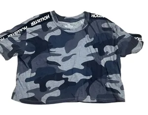Hollister Women's XS Camo Crop Boyfriend Tee Green Short Sleeve thumbnail 1