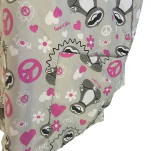 Serene Uniforms Sloth Print Scrub Top Pink Peace Hearts Pockets Women’s MEDIUM thumbnail 4