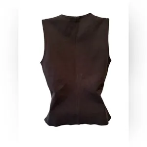 J.Crew Black Sleeveless Top Sz M Fitted Peplum Hem Business Career Stretch thumbnail 4