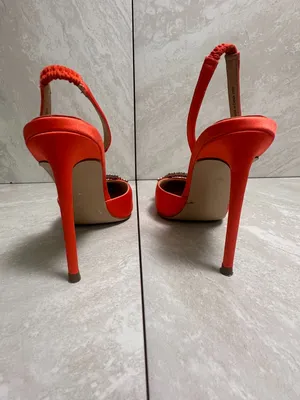 Steve Madden Vionnet orange satin rhinestone slingback stiletto pumps 6M thumbnail 8