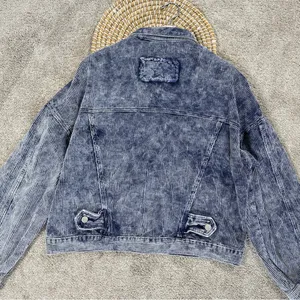 POL Women’s Corduroy Denim Button Down Trucker Jacket in Vintage Wash Blue M thumbnail 10