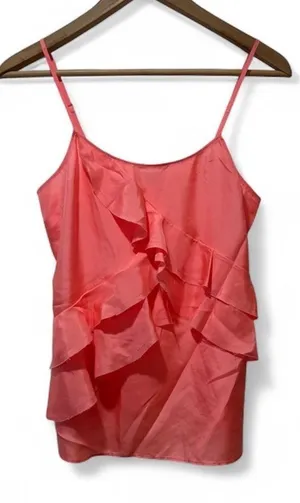 Banana Republic Silk Ruffle Cami Tank Top Coral Pink XS‎ Adjustable Y2K Casual thumbnail 1