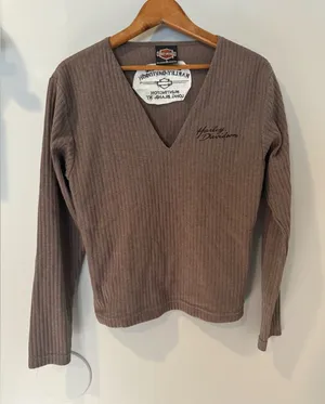Harley Davidson Embroidered Logo Long Sleeve Shirt Size L Huntington‎ New York i thumbnail 1