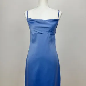 WeWoreWhat Cowl Midi Slip Dress Satin Charmeuse Slate Blue Classic US 0 NWT thumbnail 5