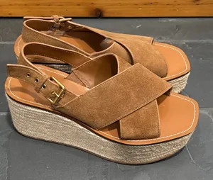 Madewell Amee Brown Suede Leather Platform Espadrille Wedge Sandal - size 8 thumbnail 1