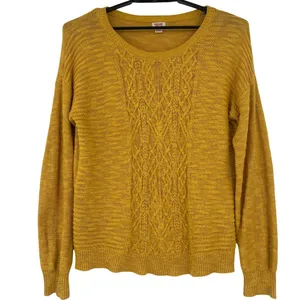 Mossimo Cable Knit Womens Sweater Sz XXL Mustard Boho Rustic Cottage Lagenlook thumbnail 2