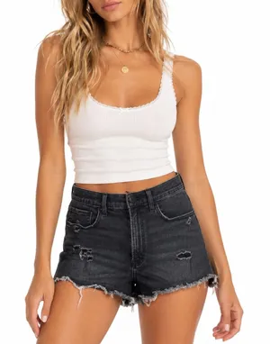 Abercrombie & Fitch Denim Shorts Womens 6 Black Distressed High Rise Grunge Punk thumbnail 1