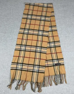 V. Fraas Scarf Womens One Size Beige Plaid Cashmink Acrylic Fringe Germany thumbnail 1