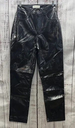 Abercrombie & Fitch Blue 90s Straight Ultra High Rise Faux Leather Pants thumbnail 1
