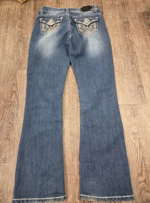 Live Hard Play Hard Rhinestone Bling Pocket Bootcut Western Jeans Denim Size 8 thumbnail 1