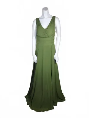 NWT Azazie Bianca Olive Green Sleeveless Maxi Slit Dress Size A12 thumbnail 3