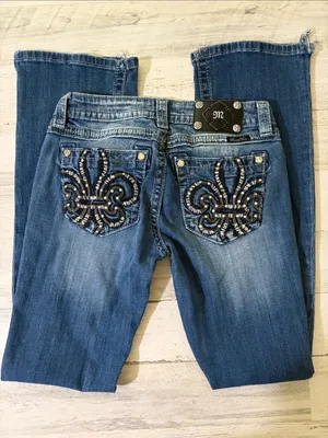 Miss Me Blue Embellished Fleur-de-Lis Bootcut Jeans Size 28 thumbnail 2
