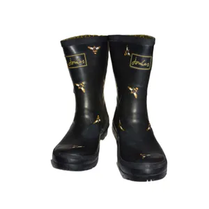 Joules Molly Rain‎ Boots Womens Size 7 Black Bumble Bee Print Mid Wellies Good thumbnail 3