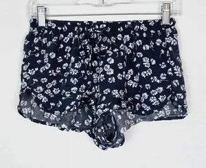 LLD Grey & White Floral High Rise Booty Lounge Shorts thumbnail 1