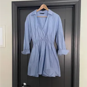Zara oversized collared shirt dress v neck cotton Size XS thumbnail 4