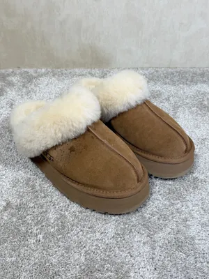 UGG Women’s Disquette Slippers Shoes Suede Sheepskin in Chestnut 7 thumbnail 2