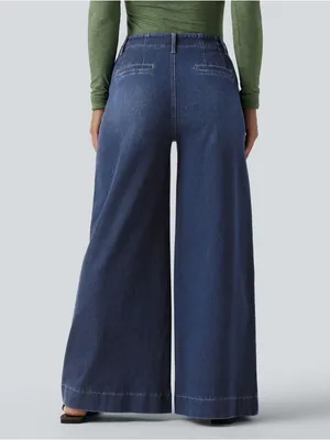 NEW Halara Flex High Waisted Pockets Washed Casual Wide Leg Jeans Size M thumbnail 5