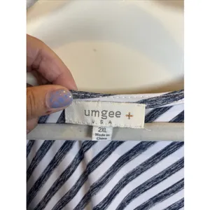 Umgee Sleeveless Stripes Cotton Blend Tunic Women Size‎ 2XL Tank Boho Coastal thumbnail 2
