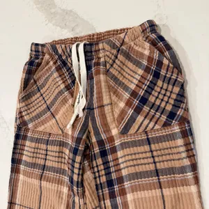 Aerie Soft Gauze Plaid Pajama Jogger Pants Womens Small Regular Brown/Tan Lounge thumbnail 4