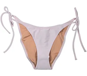 J. Crew Ribbed curved-waist cheeky string bikini bottom in‎ Pale Blossom S NWT thumbnail 1