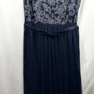 Candalite Plus Size 2X Formal Dress Navy Blue Floral Lace Tulle Prom Party‎ 760 thumbnail 2