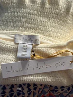 House of Harlow 1960 Cream Knit Midi Dress Ruffle NWT women’s Medium thumbnail 3
