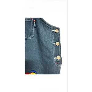 Vintage 90s Looney Tunes Denim Jumper Dress Tweety Sylvester Embroidered‎ dress thumbnail 7
