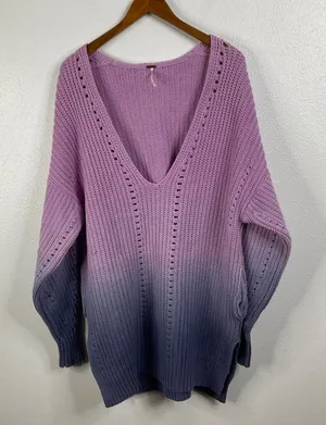Free People Come Together Chunky V‎ Neck Sweater Size Medium thumbnail 1
