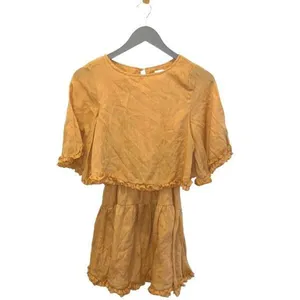 Princess Polly Astro Mini Dress Mustard Gold Yellow Textured Tiered Ruffle‎ Size thumbnail 3