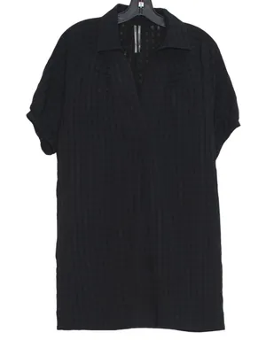 Anthropologie Mini Dress Lined Puff Sleeve Short Sleeve Minimalist Black XXS thumbnail 1