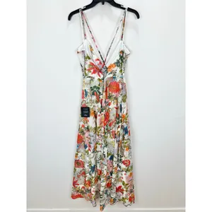 Lulus Amara White Multi Paisley Print Wrap Midi Dress Cocktail Resort XL NWT thumbnail 11