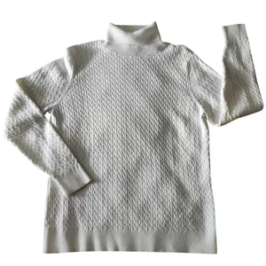 Lands End Preppy Turtleneck Womens XL White Cable Knit Classic Sweater thumbnail 2