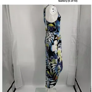 Derek Heart High Low‎ Dress Medium Tropical Floral Racerback Sleeveless Summer thumbnail 3