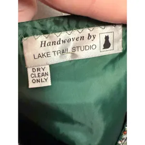 Lake Trail Studio Handwoven Vest Green Multi Color Striped Cotton Rayon Medium thumbnail 8
