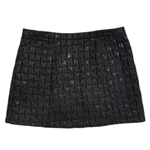 Xhilaration Black Double Brass Zip Front Cotton Metallic Blend Mini Skirt thumbnail 2