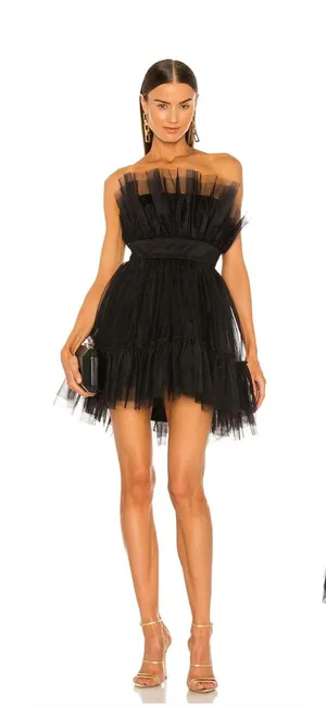 Katie May Ellee Tulle Mini Dress Black Strapless Fit & Flare Party Size‎ Small thumbnail 1