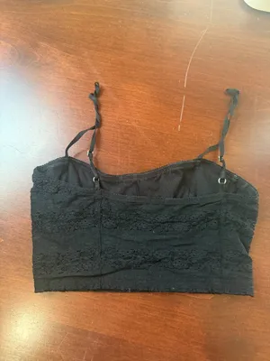 Nordstrom Frenchi Corset Style Lace Bralette Crop Top Size Small Black thumbnail 3
