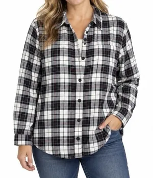LL Bean Black/White Plaid Sherpa Fleece Lined Flannel Shirt Jacket Shacket LARGE thumbnail 1