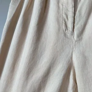 J. Crew Linen Cream High Waisted Straight Leg Trousers large thumbnail 4