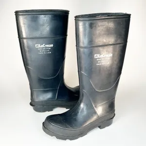 LaCrosse Black Rubber Steel Toe Safety Work Boots ANSI Z41 Women 7.5 / Men 6 thumbnail 1