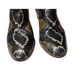 Western Snakeskin Embossed Leather Block Heel Ankle Boots Madewell 7.5 thumbnail 5