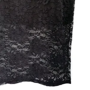 Black Floral Lace Pencil Midi Skirt XL Sheer Stretch Lined thumbnail 4
