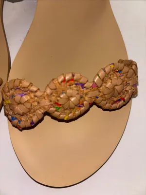 Jack Rogers Tan Leather Braided Slide Sandals with Multicolor Thread SIZE 8.5 thumbnail 5