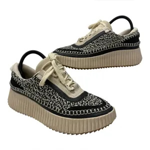Dolce Vita Dolen Platform Sneakers in Black and White Woven Fabric size 9 thumbnail 1
