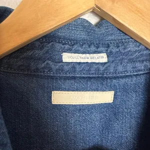 Mother The Western Cowgirl Blue Denim Jean Long Sleeve Button Raw Hem S thumbnail 11
