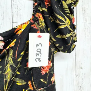 Urban Outfitters Dress Women Size Medium Black‎ Ella Floral Print Bodycon Mini thumbnail 2