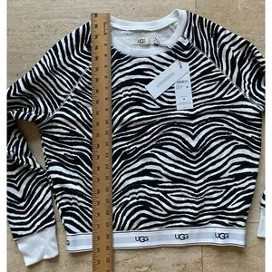 NEW UGG Zebra‎ Print Crewneck Sweatshirt Long Sleeve Pullover XS thumbnail 5