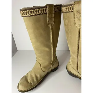 UGG Braided Size 5 Knee-High Riding Boots Suede Sheepskin Shearling Tan EUC thumbnail 3