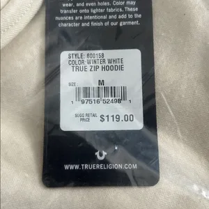 True Religion Winter White true Zip Hoodie thumbnail 2