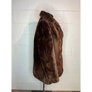 Faux fir coat brown double breasted 1970s Size undefined thumbnail 6